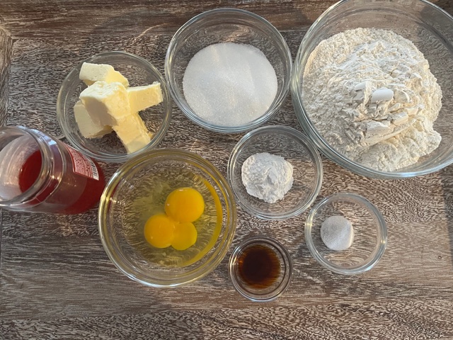 Cherry Biscotti ingredients: mise en place